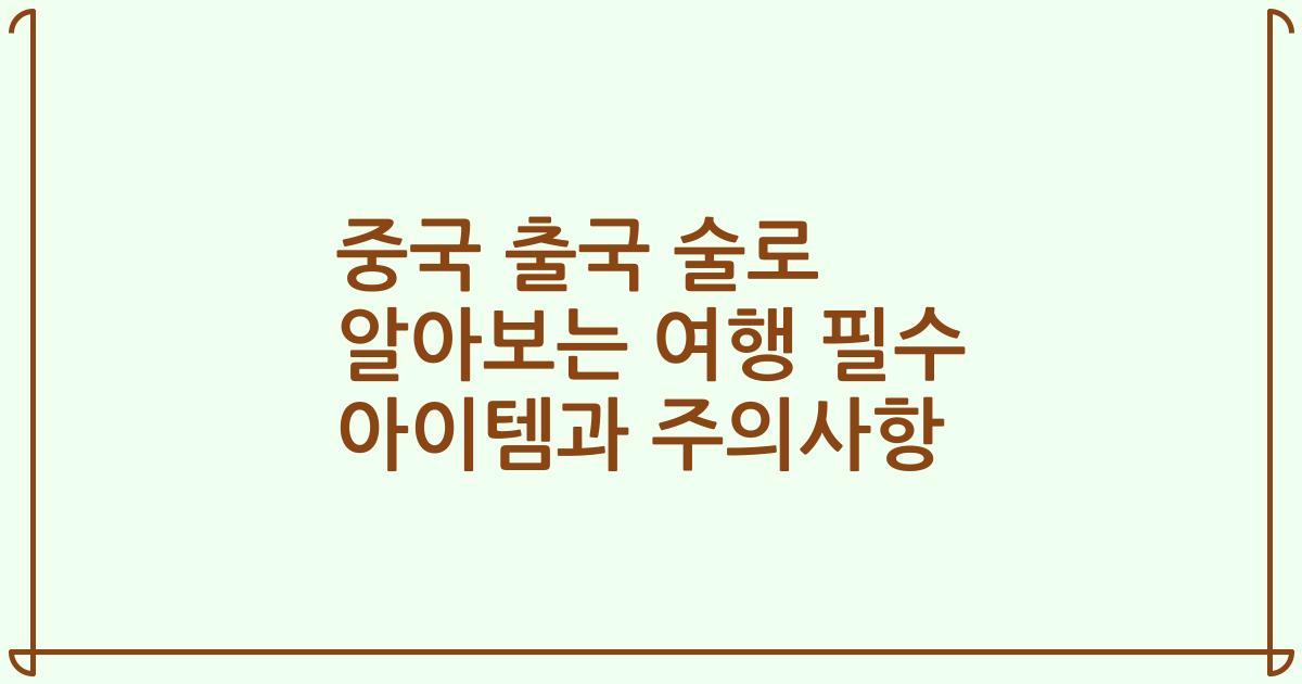 중국 출국 술로 알아보는 여행 필수 아이템과 주의사항